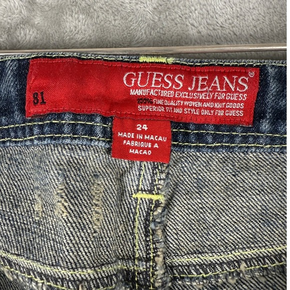 Y2K Guess Jeans Women Distressed Patchwork Bootcut Denim Jeans Size 24 - Picture 3 of 7